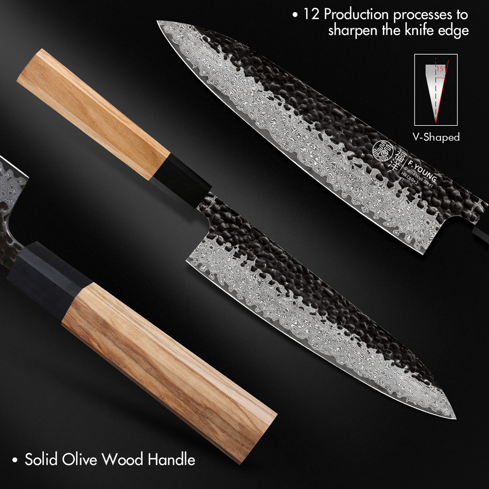 F.YOUNG Кухонные ножи из дамас – обзор и цена Wok Carbon Steel